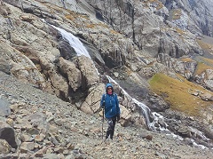 Ala-Kul Lake waterfall near trail