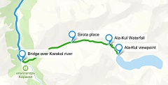 Karakol - Ala-Kul one day route map